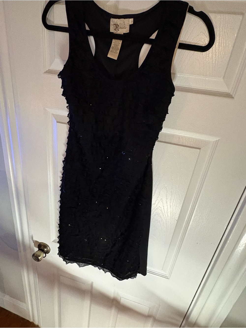 Roulette Black Sleeveless Ruffle Mini Dress Summer - Picture 2 of 3